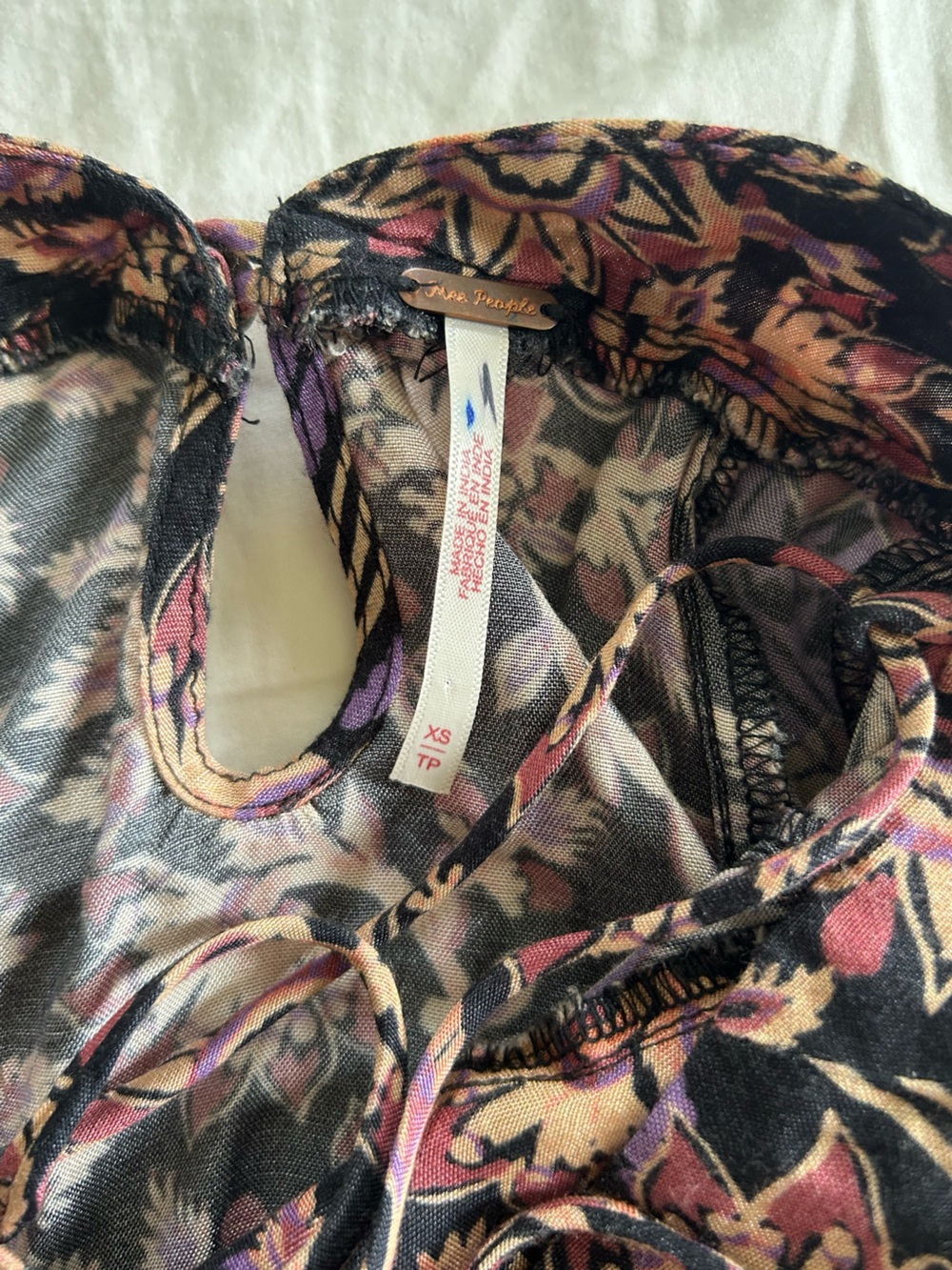 Free People Black Floral Midi Dress with Purple and Pink Accents - Picture 5 of 6